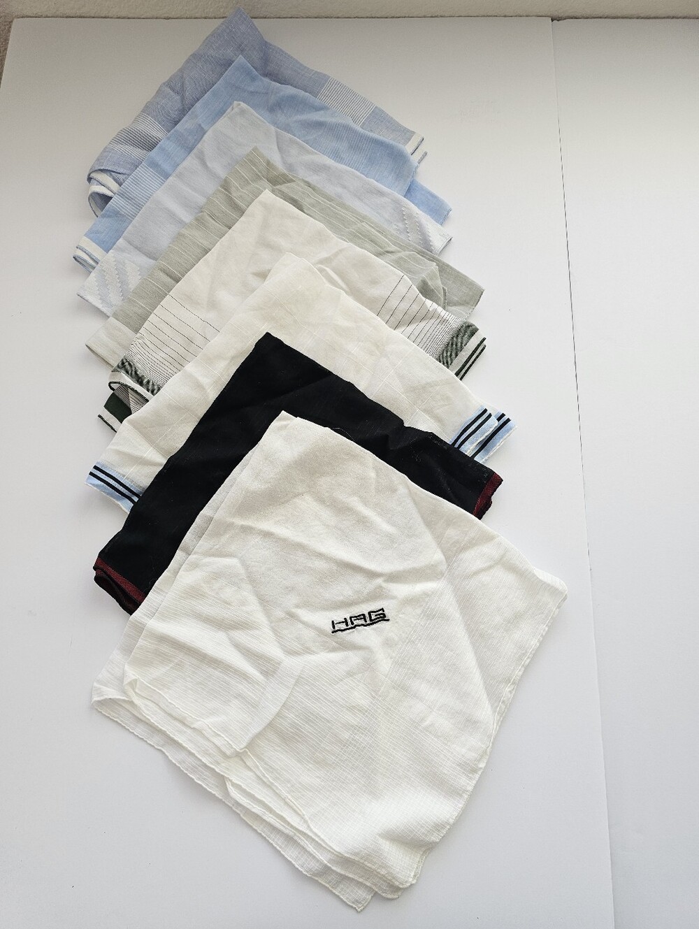 Lot of 8 Vintage Handkerchiefs & Pocket Squares | Embroidered Monogram & Striped